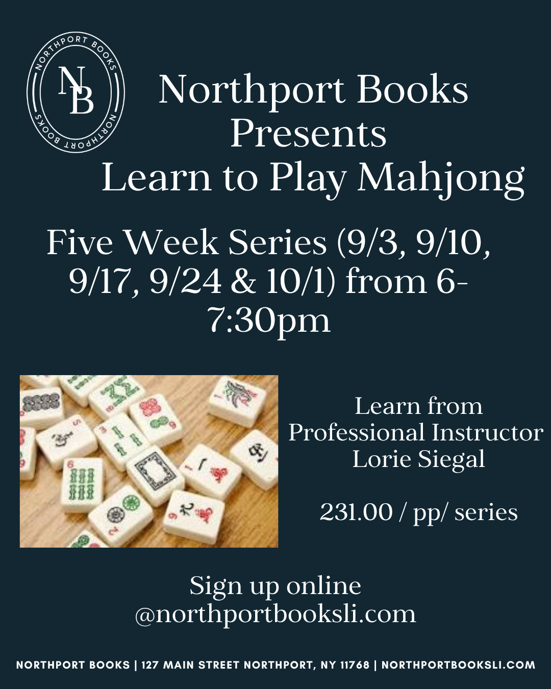 Mahjong starting 3 September